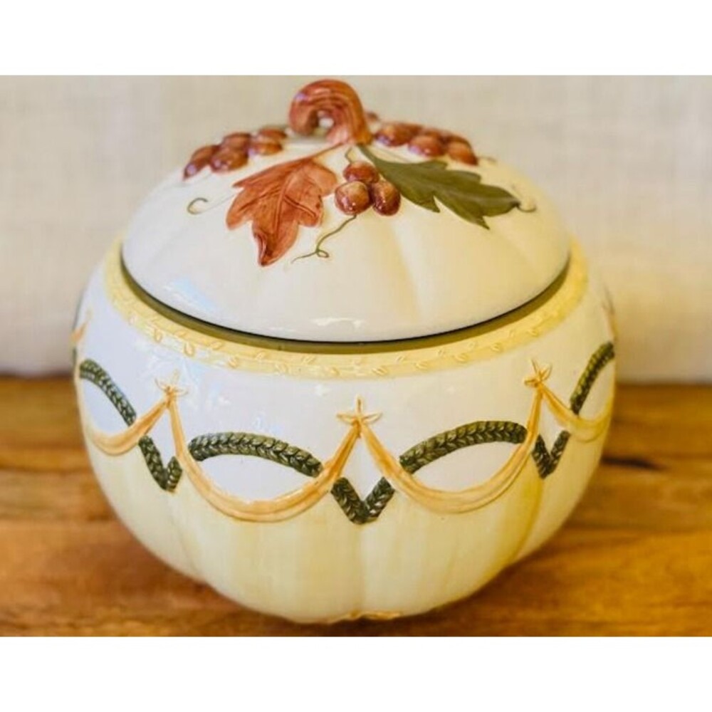 Fitz & Floyd Soup Serving Tureen Pumpkin Shape harvest 10.5" X 9"